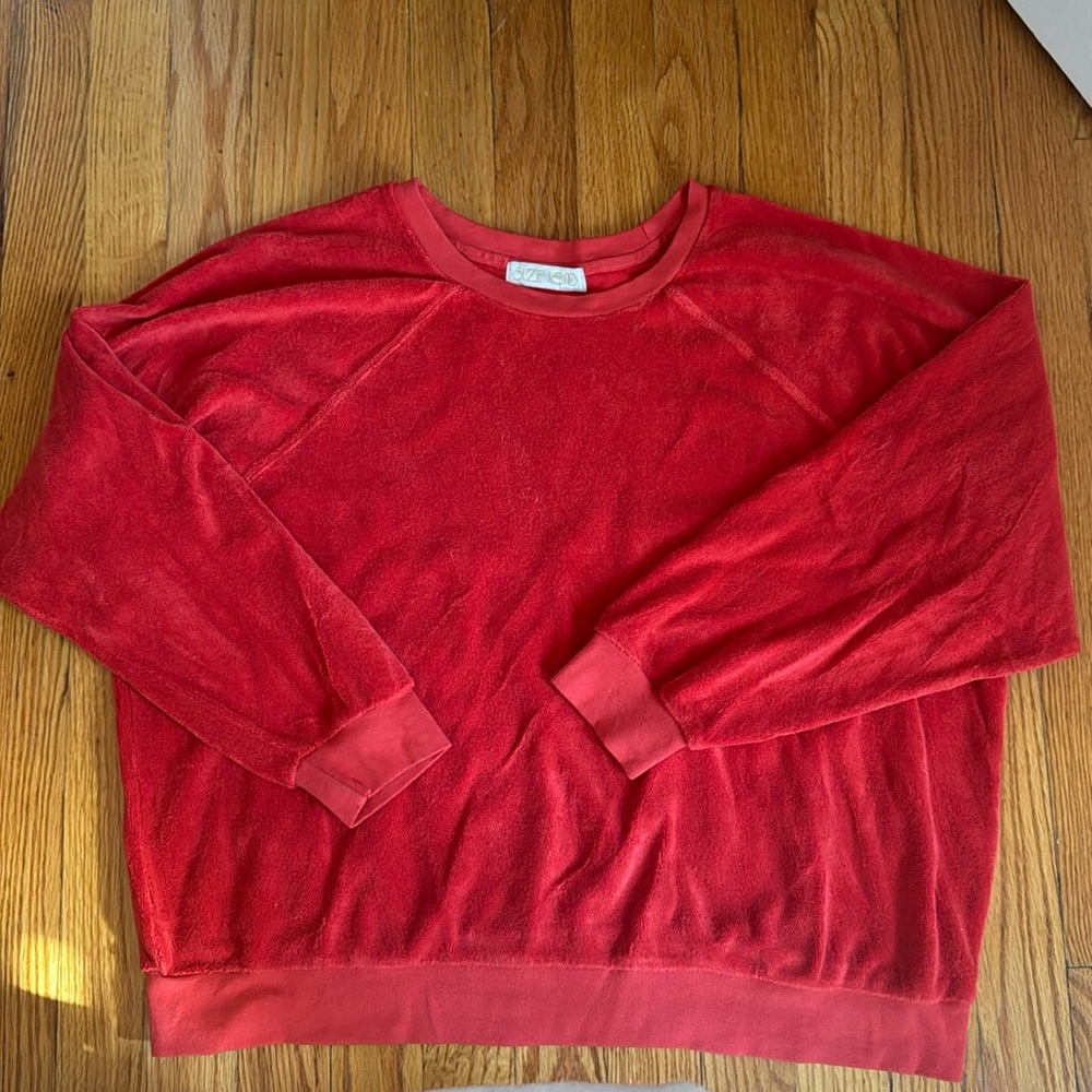 SUZIE KONDI TERRY CLOTH RED SWEATER / SMALL
